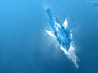Bottle floating water bird back 2 - a bottle free wallpaper