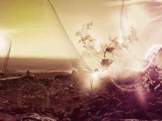 Landscape person path hill walking - blender and photoshop free wallpaper