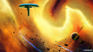 Space station colorful sky planets - a colorful sky free wallpaper