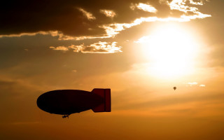 Hot air balloon sunset steampunk - steampunk free wallpaper