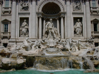 Fountain statues man swimming building - it in front free wallpaper