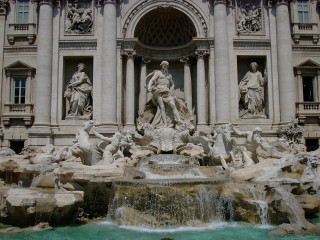 Fountain statues man swimming building 3 - it in front free wallpaper