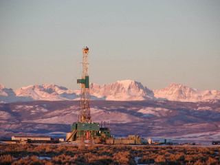 Drilling rig field mountains sunset - sunset free wallpaper