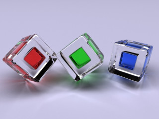 Three colored glass cubes table 2 - ernő rubik free wallpaper