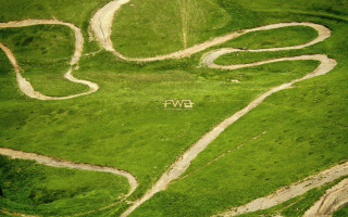 Green field white house road - bernard fleetwoodwalker free wallpaper