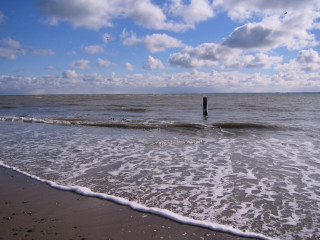 Beach waves pole water cloudy 2 - dirck de bray free wallpaper