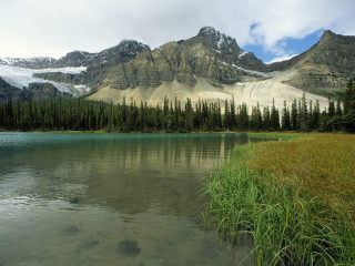 Lake mountains trees sky clouds 11 - mountain and trees free wallpaper