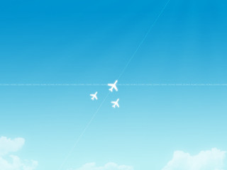 Four airplanes flying blue sky 2 - white cloud free wallpaper