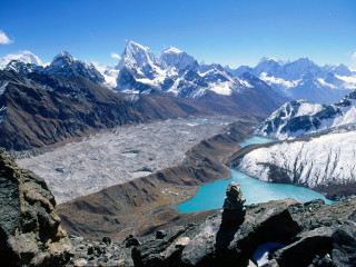 Mountain range lake snow capped 6 - zenith view free wallpaper