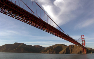 Bridge water mountains cloud sky - christo free wallpaper