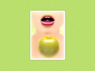 Green apple woman mouth tongue 2 - a green apple free wallpaper