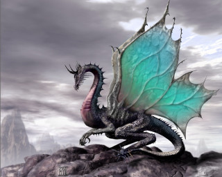 Dragon green wings desert rock - a rock in the desert free wallpaper