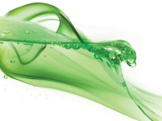 Green liquid swirls white background - a white backdrop free wallpaper