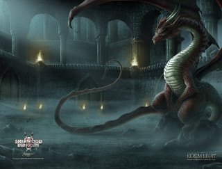 Dragon lightning ruins matte fantasy - a long neck free wallpaper