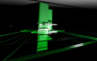 Green abstract building lines lights - ray free wallpaper