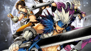 Anime characters swords posing picture - a background free wallpaper