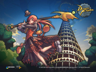 Woman dress sword tower sky - a woman in a dress holding free wallpaper