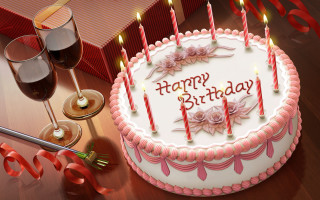 Birthday cake candles wine glass 2 - a birthday cake free wallpaper