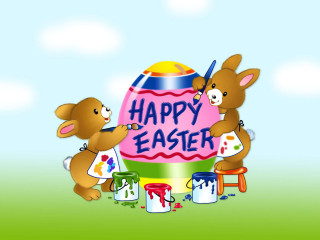 Teddy bears painting easter egg 4 - a childs free wallpaper