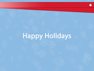 Blue background snowflakes red ribbon - a red ribbon free wallpaper