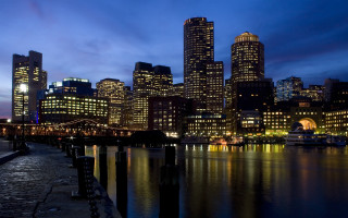 City skyline night bridge boats 6 - bascove free wallpaper