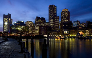 City skyline night bridge boats 7 - bascove free wallpaper