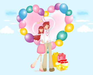 Couple balloons gifts blue background - balloon free wallpaper