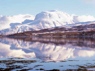 Mountain lake snowy background blue 2 - covered mountain free wallpaper