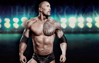 Muscular bald man tattoo wrestling - free retro wallpaper