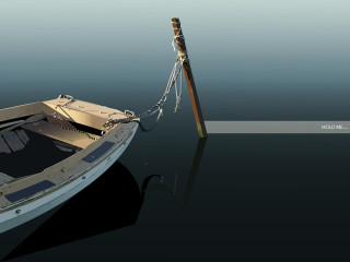 Boat tied to pole in - a pole free wallpaper