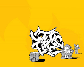 Yellow graffiti animal man standing - graffiti paint free wallpaper