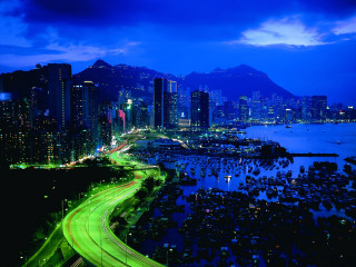 City skyline highway water night 3 - david lachapelle free wallpaper