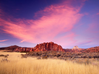 Field mountain pink sky clouds - a pink sky above free wallpaper