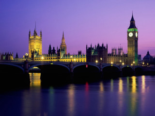 Bridge river clocktower night lights 3 - christopher wren free wallpaper