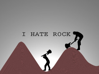 Man digging rock woman standing - alex petruk ape free wallpaper