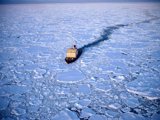 Boat floating ice ocean water 3 - ecological art free wallpaper