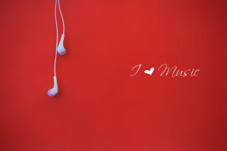 Red wall headphones heart hanging - a red wall free wallpaper