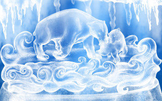 Polar bear cub ice shelf - the ice free wallpaper