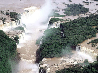 Large waterfall surrounding trees ecological - a large amount of water free wallpaper