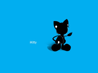 Black cat blue floor blue 3 - a white lettering free wallpaper