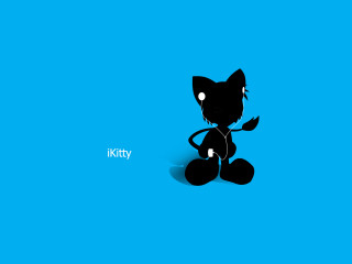 Black cat blue floor blue 4 - a white lettering free wallpaper
