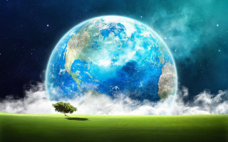 Tree field blue green planet - arthur quartley free wallpaper