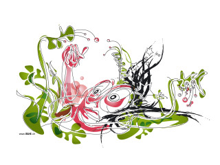 Bird flower plant drawing image - its beak free wallpaper
