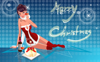 Woman red dress table wine - naive art free wallpaper