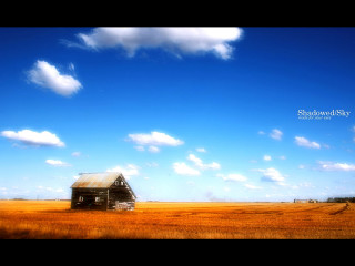 Barn field blue sky clouds 4 - daryush shokof free wallpaper