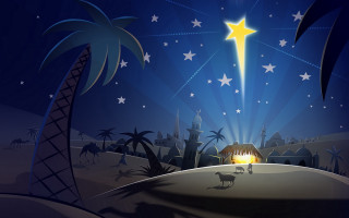 Nativity scene star manger donkey 4 - promotional image free wallpaper