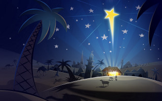Nativity scene star manger donkey 3 - promotional image free wallpaper