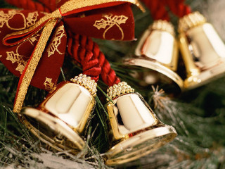 Bells tree branch ribbon bow 2 - ornamental free wallpaper