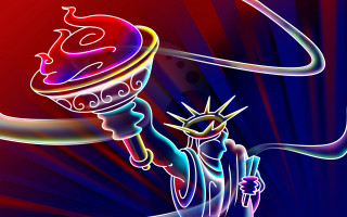 Statue liberty giant object rainbow - giant free wallpaper