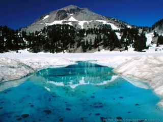 Mountain lake snow trees nature - a lake in the middle of it free wallpaper